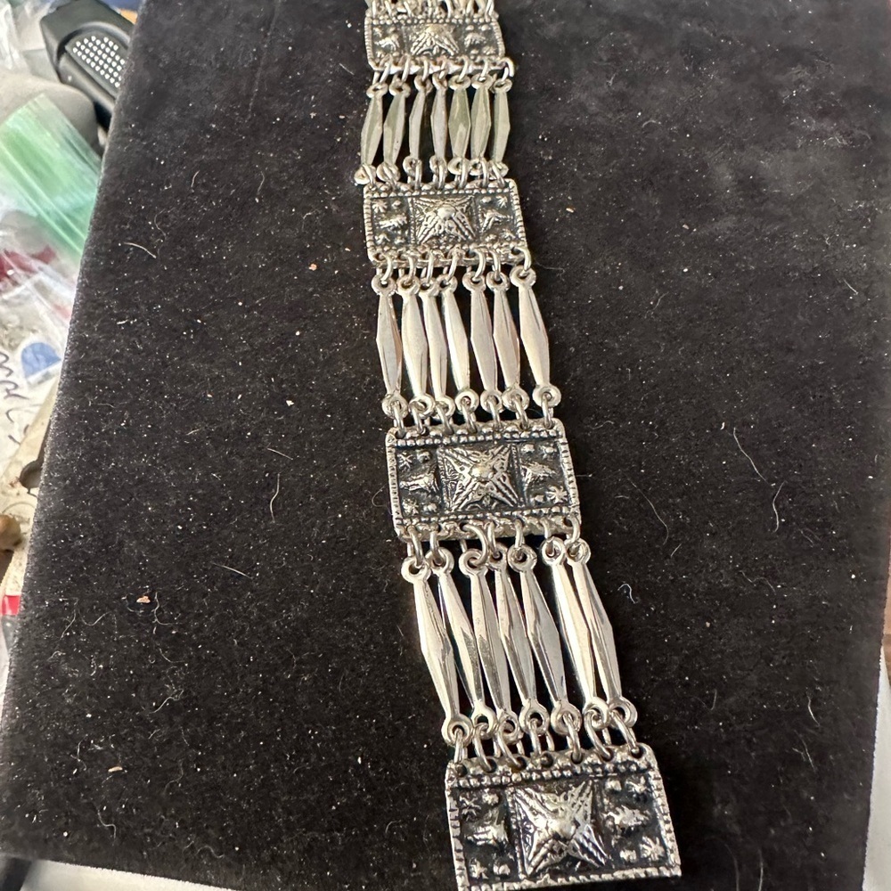 Vintage Taxco Sterling Silver Multi-Row Panel Link Bracelet Unisex